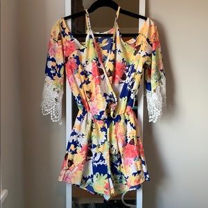 Medium Floral romper off the shoulder worn once